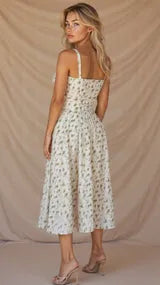 Vestido de Verano Midi de Flores con Tirantes y Corset