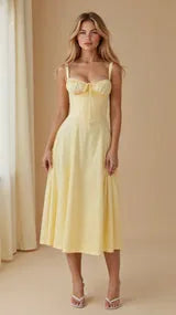Vestido de Verano Midi de Flores con Tirantes y Corset