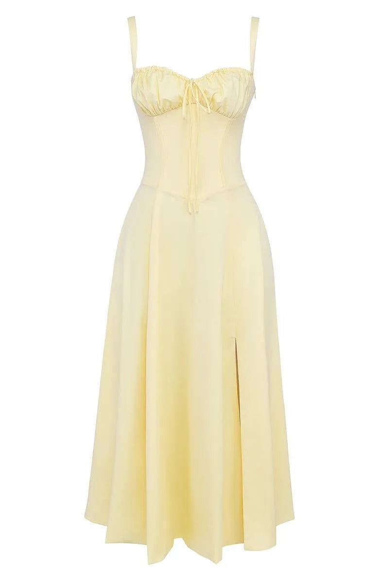 Vestido de Verano Midi de Flores con Tirantes y Corset