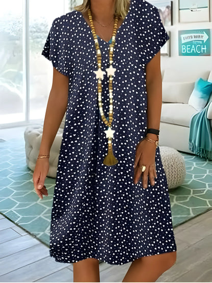 Vestido de Verano Midi de Lunares Casual con Manga Corta
