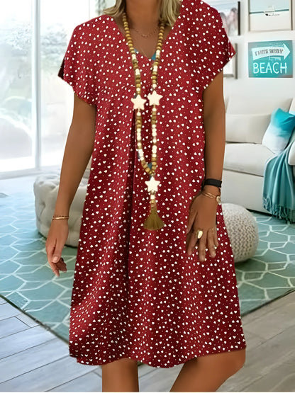 Vestido de Verano Midi de Lunares Casual con Manga Corta