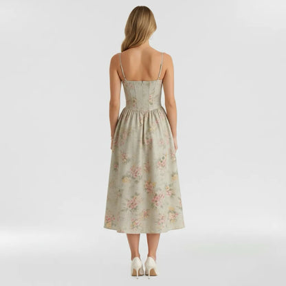 Vestido de Verano Midi y Elegante Corset con Tirantes