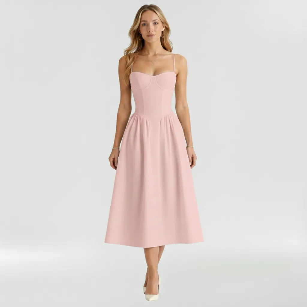 Vestido de Verano Midi y Elegante Corset con Tirantes