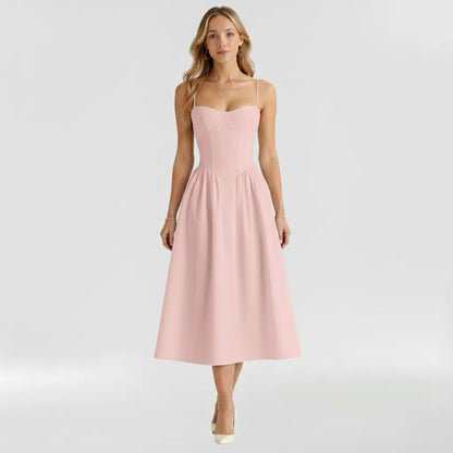 Vestido de Verano Midi y Elegante Corset con Tirantes