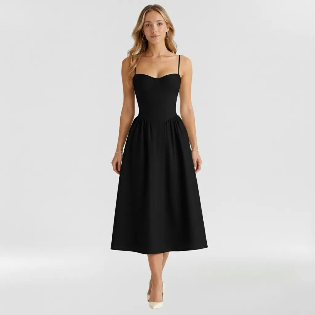 Vestido de Verano Midi y Elegante Corset con Tirantes