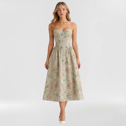 Vestido de Verano Midi y Elegante Corset con Tirantes