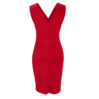 Vestido para Invitada de Boda Corto Elegante con Escote en V y Drapeado