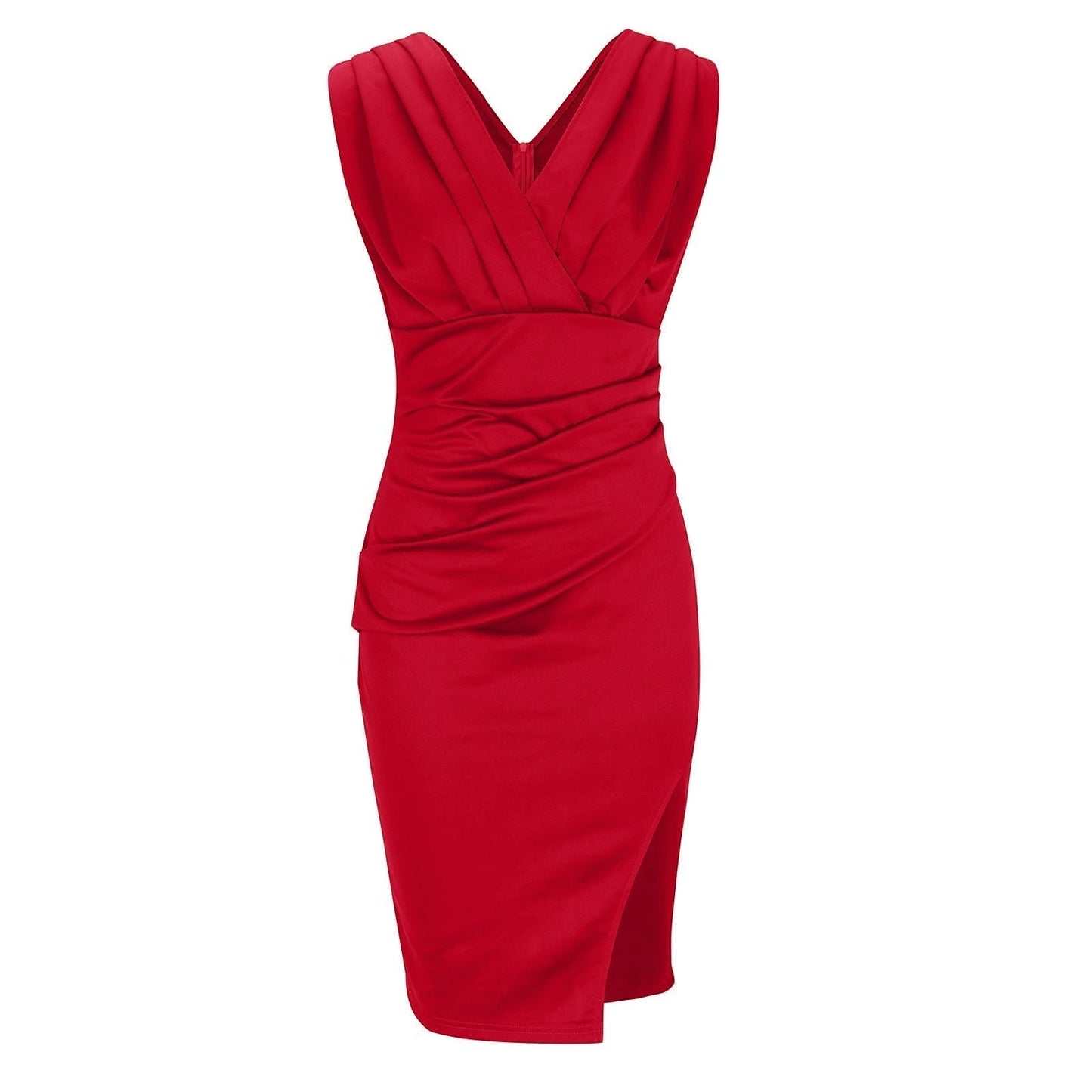 Vestido para Invitada de Boda Corto Elegante con Escote en V y Drapeado
