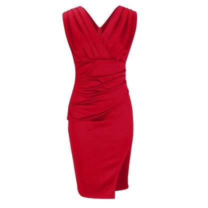 Vestido para Invitada de Boda Corto Elegante con Escote en V y Drapeado