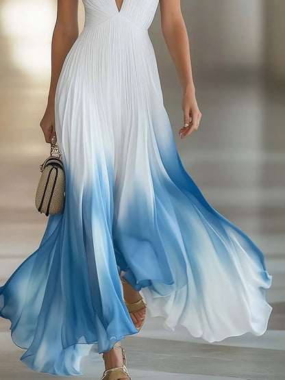 Vestido para Invitada de Boda Largo Elegante Boho con Plisado