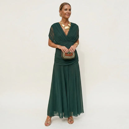 Vestido de Invitada de Boda Largo Elegante con Hombros Descubiertos