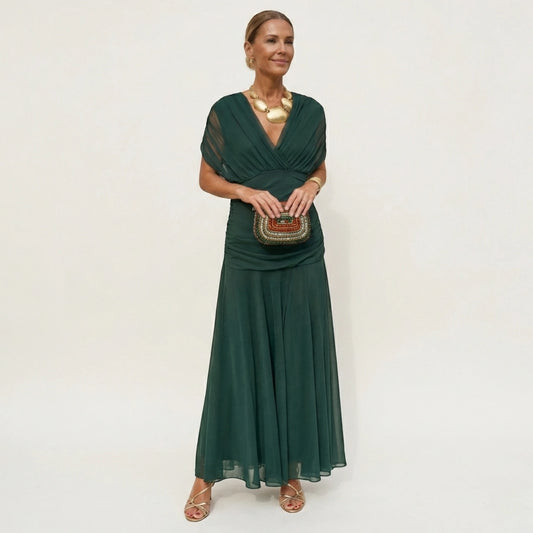 Vestido de Invitada de Boda Largo Elegante con Hombros Descubiertos