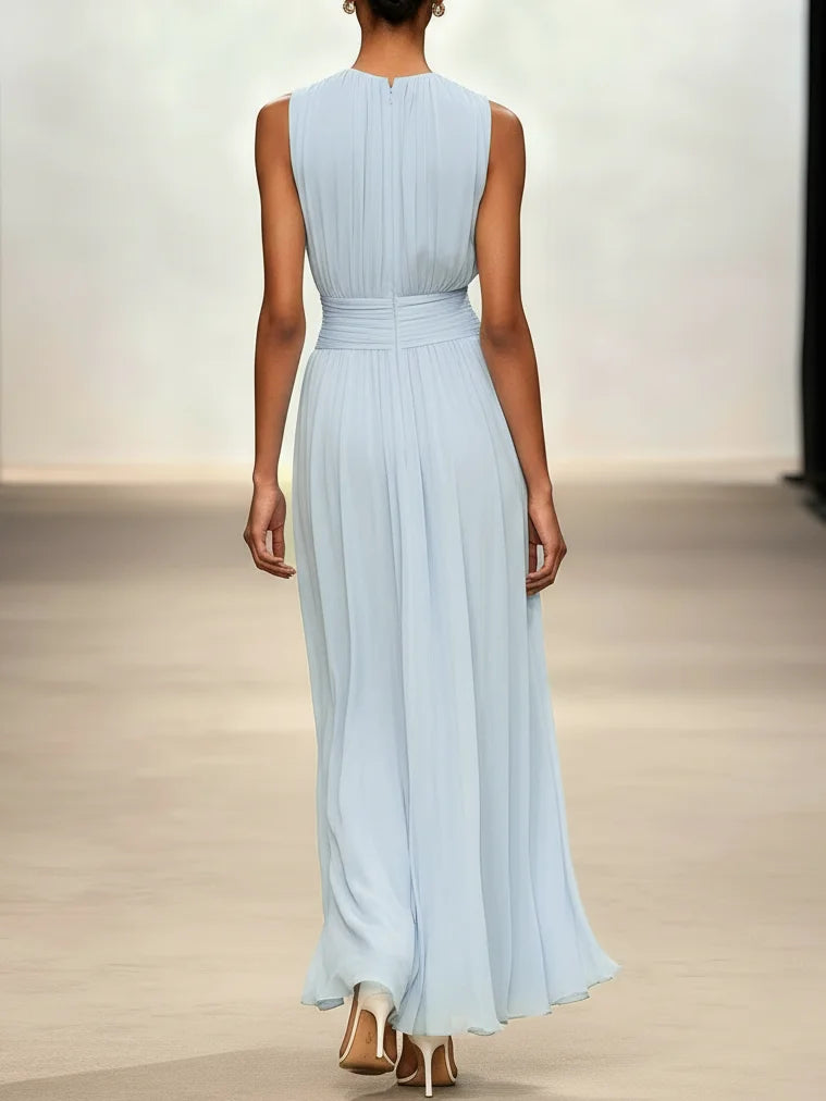 Vestido para Invitada de Boda Largo Elegante con Plisado