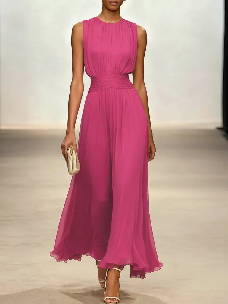 Vestido para Invitada de Boda Largo Elegante con Plisado