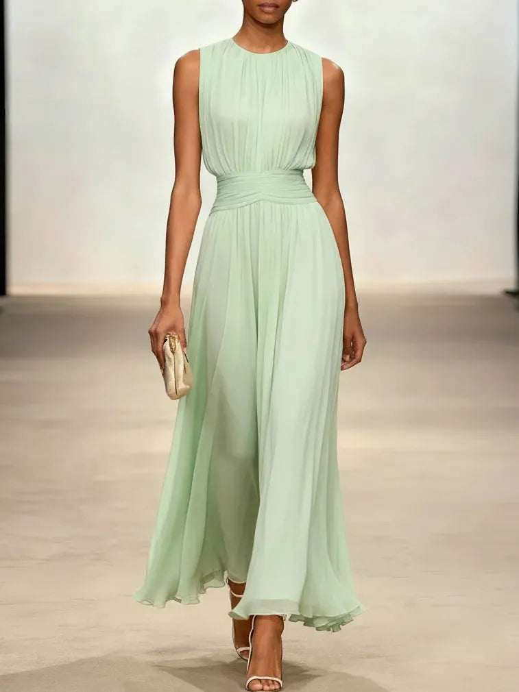Vestido para Invitada de Boda Largo Elegante con Plisado