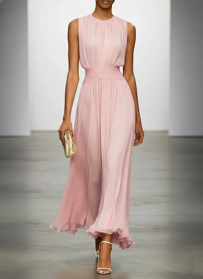 Vestido para Invitada de Boda Largo Elegante con Plisado