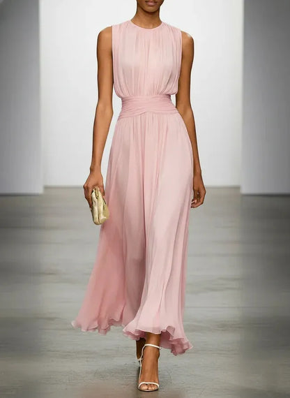 Vestido para Invitada de Boda Largo Elegante con Plisado
