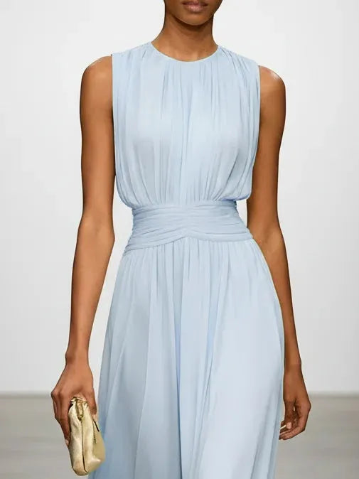 Vestido para Invitada de Boda Largo Elegante con Plisado