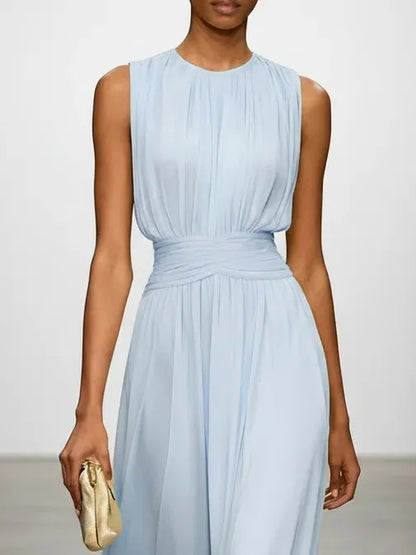 Vestido para Invitada de Boda Largo Elegante con Plisado