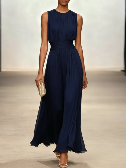 Vestido para Invitada de Boda Largo Elegante con Plisado