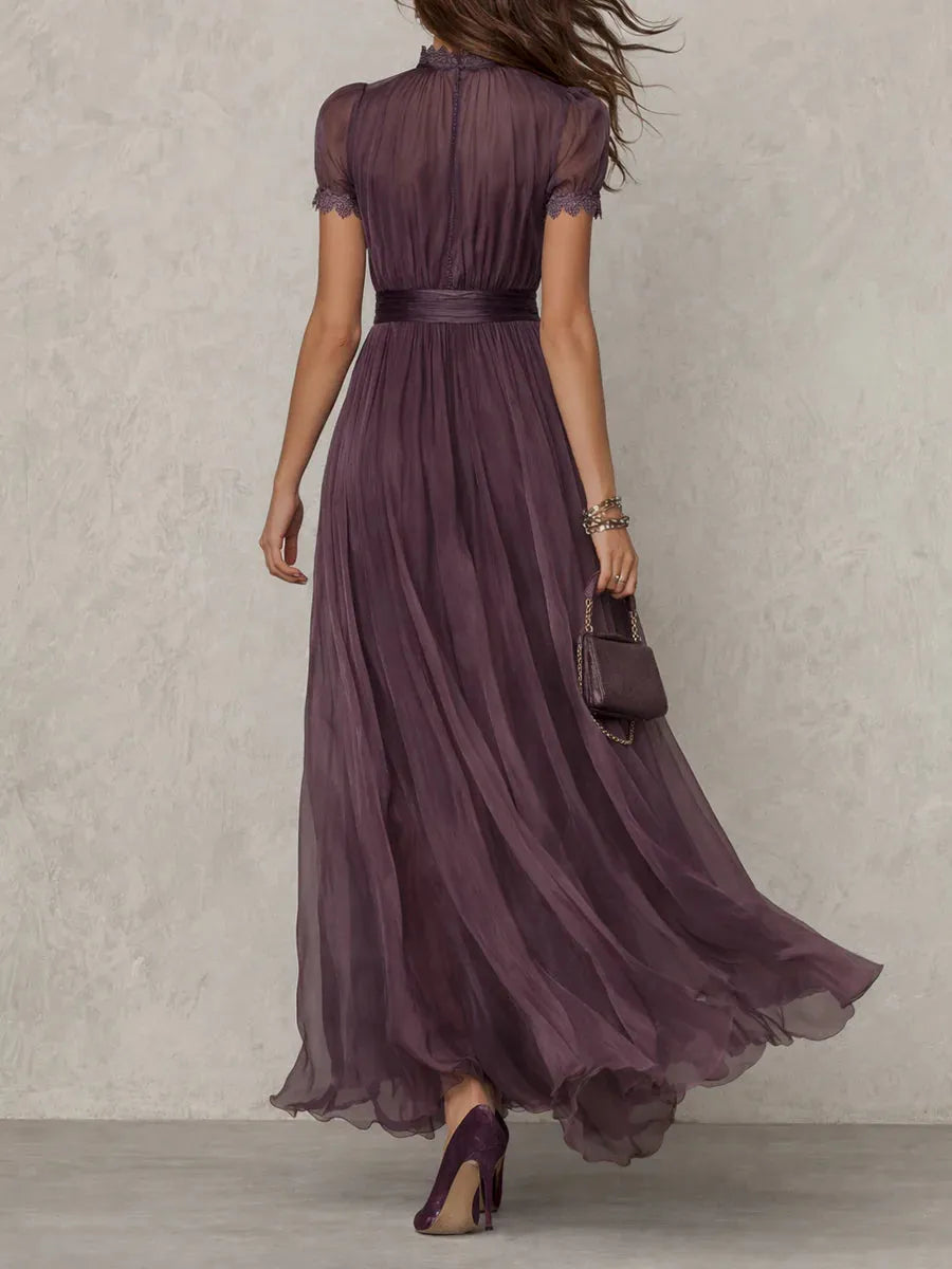 Vestido para Invitada de Boda Largo Vintage Elegante con Plisado