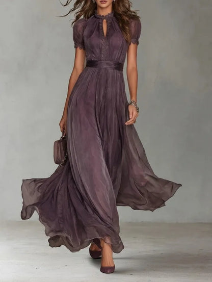 Vestido para Invitada de Boda Largo Vintage Elegante con Plisado