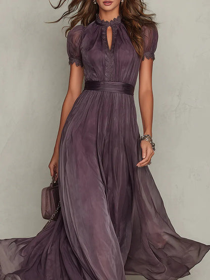 Vestido para Invitada de Boda Largo Vintage Elegante con Plisado