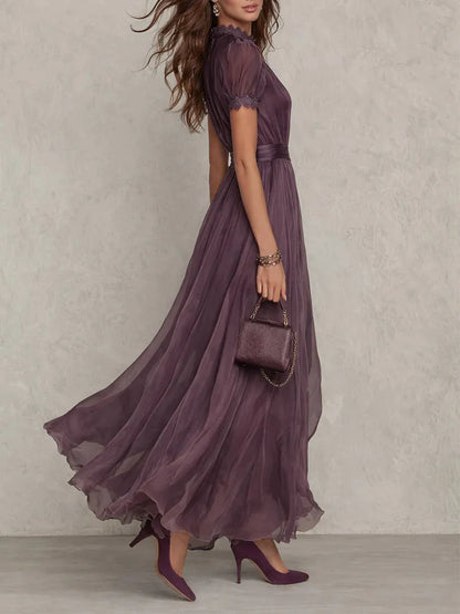 Vestido para Invitada de Boda Largo Vintage Elegante con Plisado