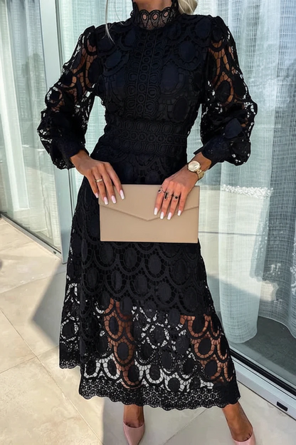 Vestido para Invitada de Boda Midi Elegante Casual con Manga Larga