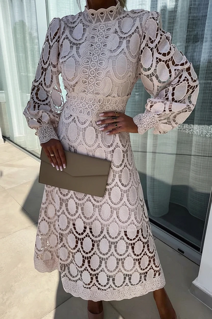 Vestido para Invitada de Boda Midi Elegante Casual con Manga Larga