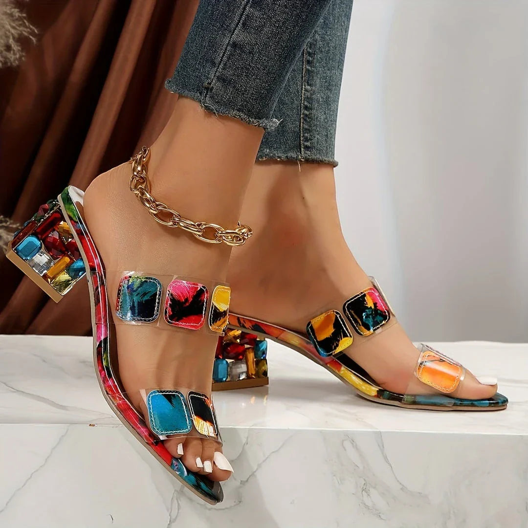 Women's Open Toe Block Heel Sandals with Slip Resistant Sole and Cushioned Insole