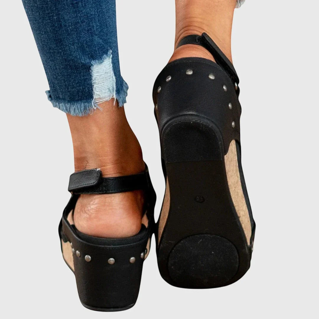 Women's Open Toe Comfortable Sandals with Velcro Strap and Cushioned Insole