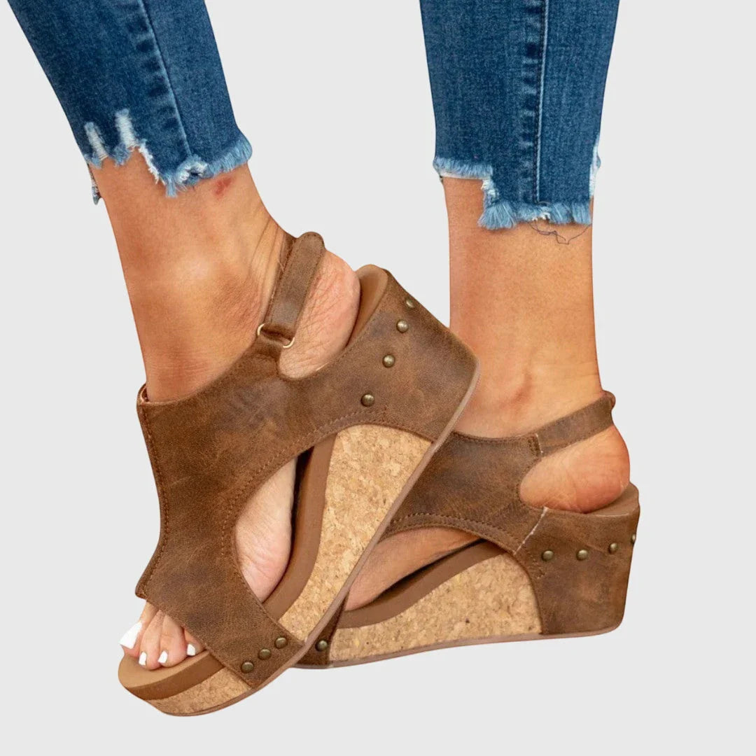 Women's Open Toe Comfortable Sandals with Velcro Strap and Cushioned Insole