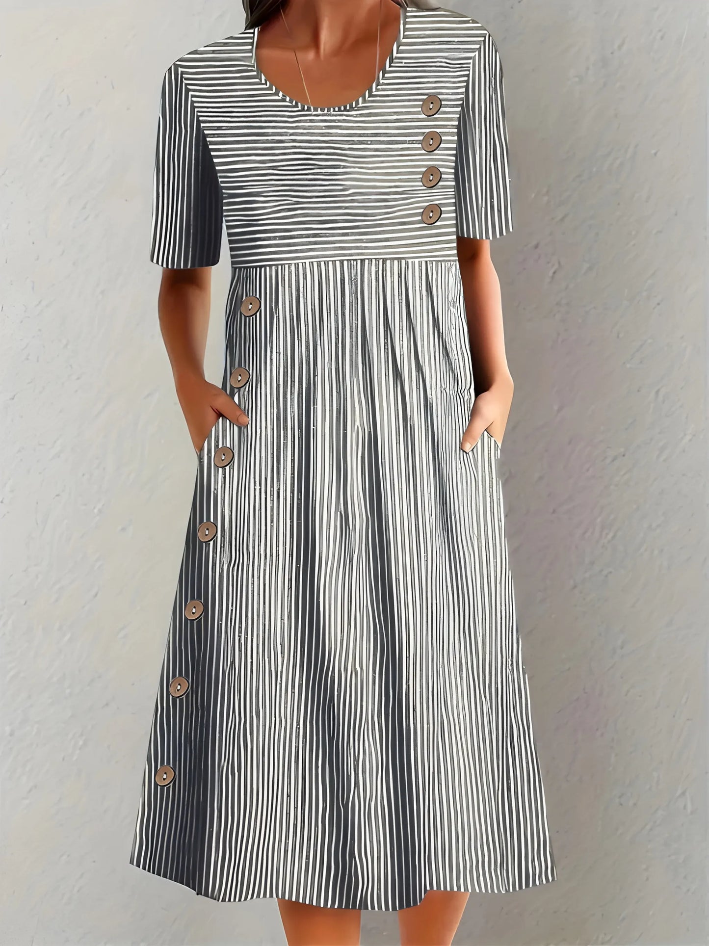 Vestido de Verano Midi Casual Elegante con Manga Corta