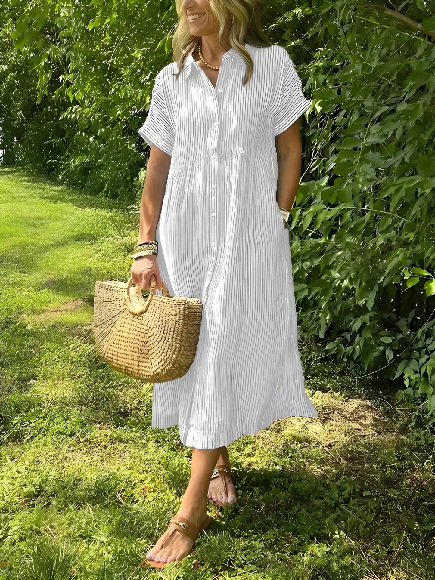 Vestido de verano midi casual con manga corta