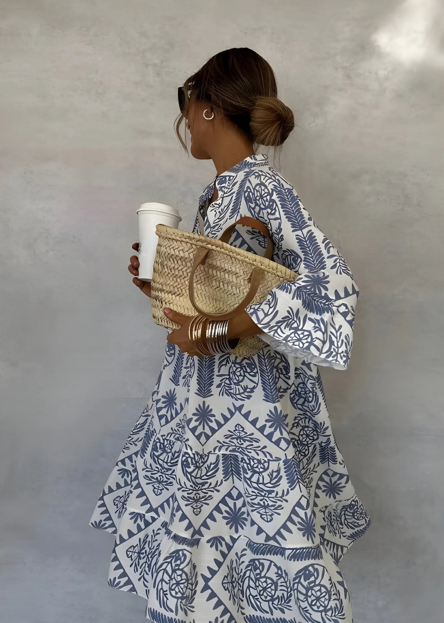 Vestido de Verano Midi Boho Cómodo con Botones
