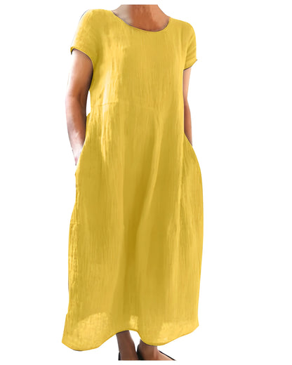 Vestido de verano largo elegante casual con manga corta