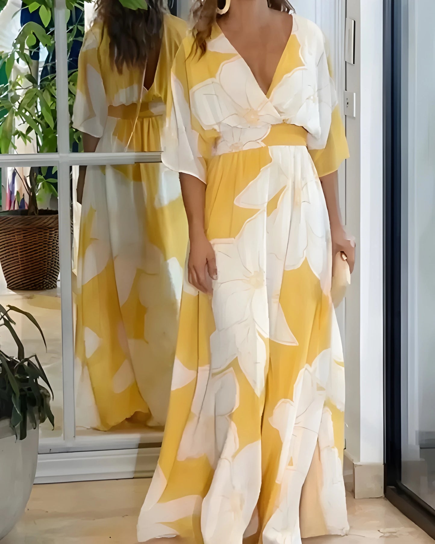 Vestido de verano midi elegante casual con estampado floral