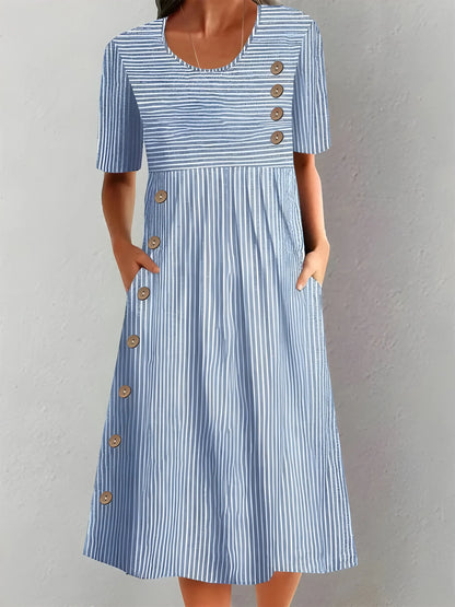Vestido de Verano Midi Casual Elegante con Manga Corta