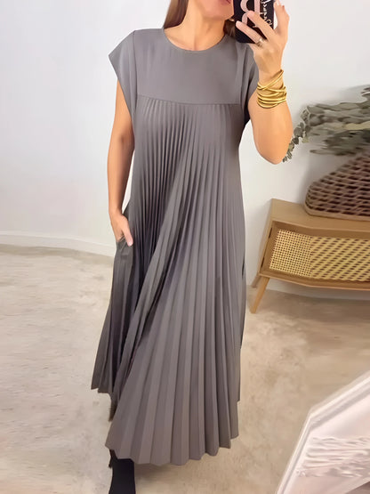 Vestido Maxi de Verano Elegante y Casual con Diseño Plisado