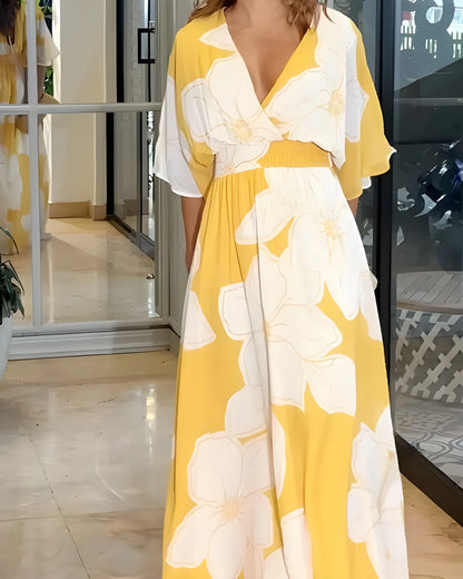 Vestido de verano midi elegante casual con estampado floral