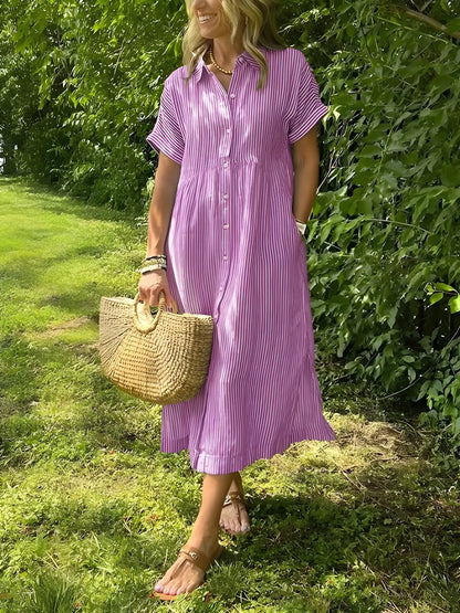 Vestido de verano midi casual con manga corta