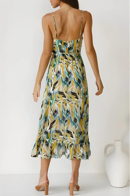 Vestido de verano midi boho elegante con espalda descubierta
