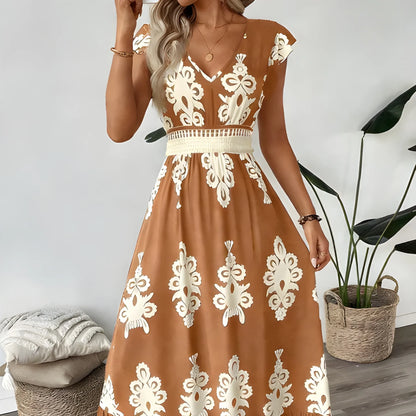 Vestido de verano largo elegante casual con escote en V