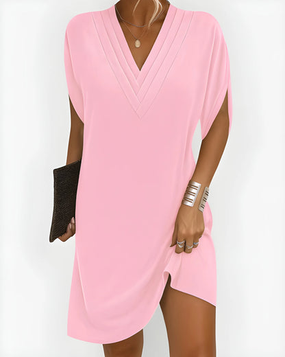 Vestido corto midi de verano casual con escote en V