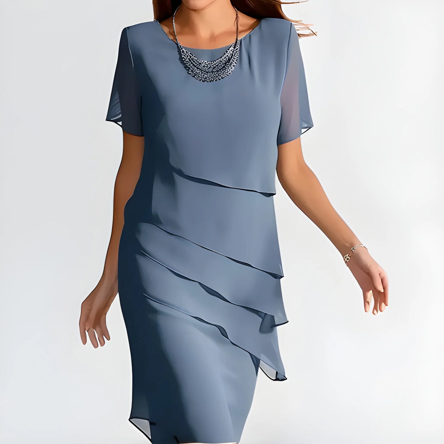 Vestido de Verano Midi Elegante Casual con Drapedado