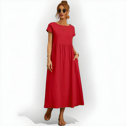 Vestido de Verano Midi Casual Cómodo con Bolsillos