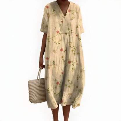 Vestido de Verano Midi de Flores Casual con Fruncido