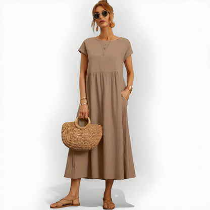 Vestido de Verano Midi Casual Cómodo con Bolsillos