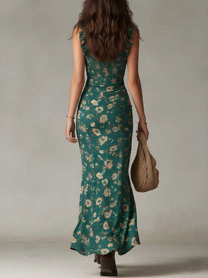 Vestido de verano largo boho retro con mangas fluidas